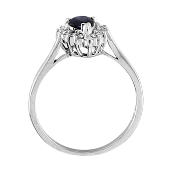0.69ctw Pear Shaped Sapphire and Diamond Ring in 14k White Gold