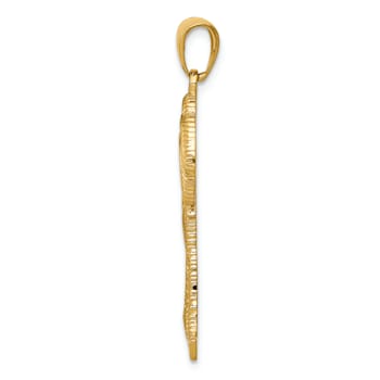 14k Yellow Gold Polished and Textured Palm Trees Pendant