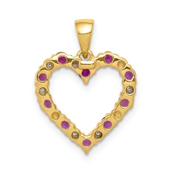 14k Yellow Gold and Rhodium Over 14k Yellow Gold Diamond and 0.40 cttw
Ruby Heart Pendant