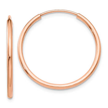 14k Rose Gold 7/8" Polished Endless Tube Hoop Earrings