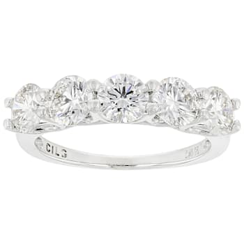 Lab-Grown Diamond Five-Stone Band Ring In 14K White Gold 2.00ctw