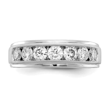Rhodium Over 10K White Gold Lab Grown Diamond, SI1/SI2, G H I, Men's Ring