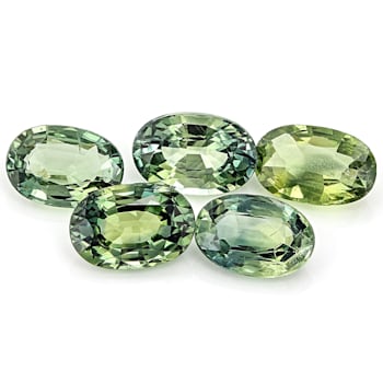 Green Sapphire 6x4mm Oval Set of 5 2.50ct