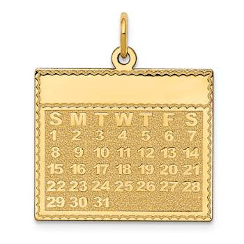 14k Yellow Gold Satin Sunday the First Day Calendar Pendant
