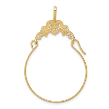 14K Yellow Gold Polished Filigree Heart Charm Holder