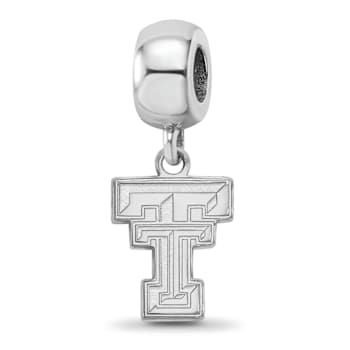 Sterling Silver Rhodium-plated LogoArt Texas Tech University Small
Dangle Bead