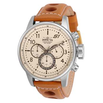 Invicta S1 Rally 46mm White Dial Leather Band Quartz Watch