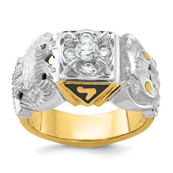 10K Two-tone Yellow and White Gold Men's Enamel and Diamond Eagle
Masonic Shriner's Ring 0.51ctw