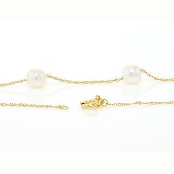 Freshwater Pearl Station Necklace In 14K Gold