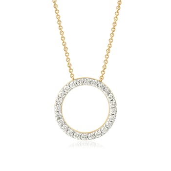 Lab-Grown Diamond Initial O Necklace In 14K Gold Over Sterling Silver 0.50ctw