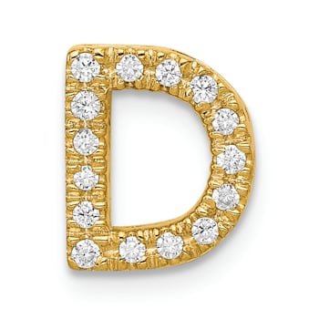 14K Yellow Gold Diamond Letter D Initial Charm