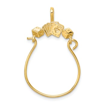 14K Yellow Gold Cards and Dice Charm Holder