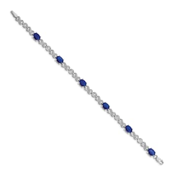 Rhodium Over 14k White Gold Diamond and Sapphire Infinity Bracelet