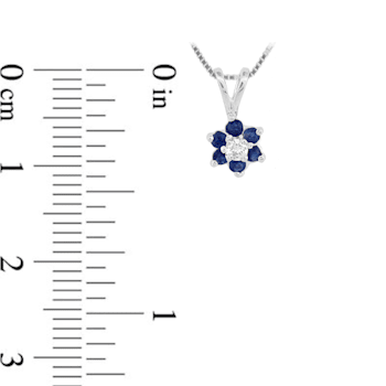 0.24ctw Blue Sapphire with White Diamond Accent Flower Design Pendant
14k White Gold
