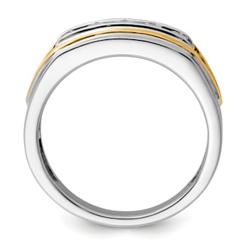 14K Yellow and White Gold Lab Grown Diamond SI1/SI2, G H I, Men's Ring