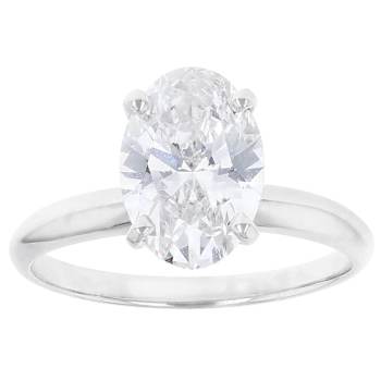 Lab-Grown Diamond Oval Solitaire Ring In 14K White Gold 2.00ct