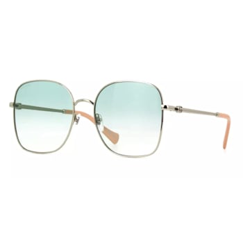 Gucci Silver Tone and Apricot Frame / Green Gradient Lens Sunglasses
