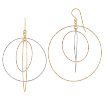14k Yellow Gold, 14k White Gold and 14k Rose Gold Diamond-Cut Graduated
Circles Dangle Earrings