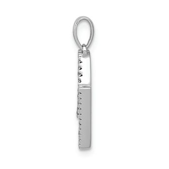 Rhodium Over 14K White Gold Diamond Letter N Initial Pendant