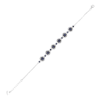 Lab Created Blue Sapphire and White Sapphire Halo Rhodium Over Sterling
Silver Sapphire Bracelet