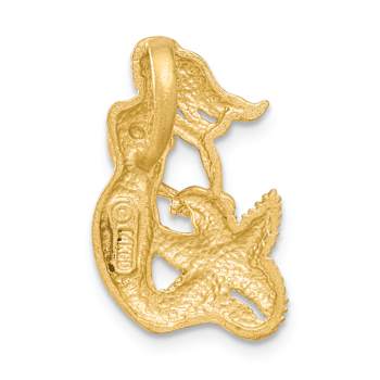 14k Yellow Gold Satin and Diamond-Cut Open-Backed Mermaid Pendant