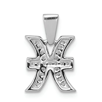 Rhodium Over 14K White Gold Diamond Pisces Zodiac Pendant