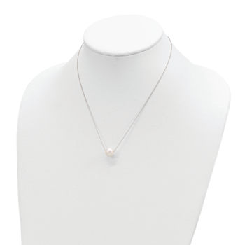 Freshwater Cultured Pearl Station Necklace In 10K White Gold 17 Inch