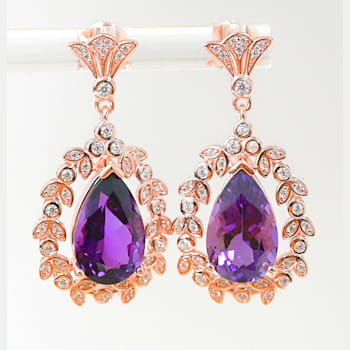 Amethyst and CZ 6.95 Ctw Pear 18K Rose Gold Over Sterling Silver Center
Design Earrings Jewelry