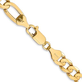 14k Yellow Gold 6.75mm Solid Concave Open Figaro 20 Inch Chain