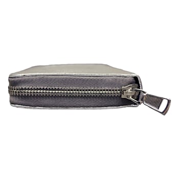 Yves Saint Laurent Wallet YSL Belle du Jour Metallic Silver Leather Zip Wallet