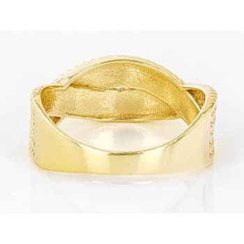 18k Yellow Gold Over Sterling Silver Textured Crossover Ring