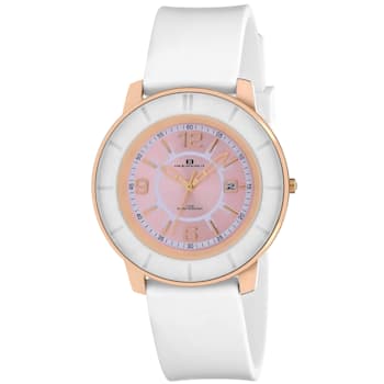 Oceanaut Women's Satin Pink Dial, White Silicone Watch