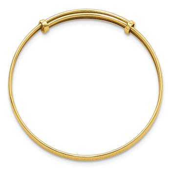 14k Yellow Gold Brushed and Diamond-Cut flexible Baby Bangle