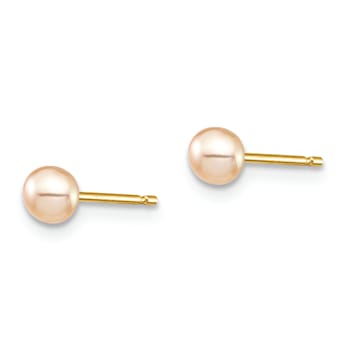 14K Yellow Gold Children's 3-4mm Pink Button Freshwater Cultured Pearl
Stud Earrings