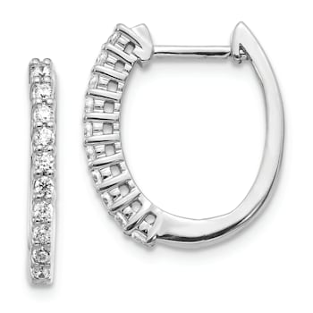 Rhodium Over 14K White Gold Lab Grown Diamond SI1/SI2, G H I, Hinged
Hoop Earrings