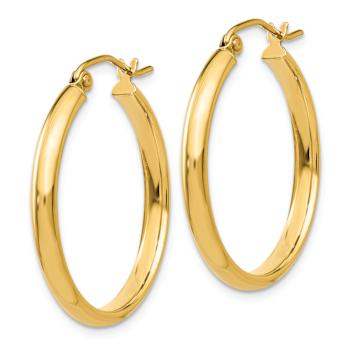 14k Yellow Gold Polished 1" Hoop Earrings