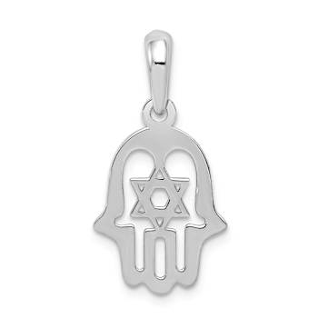 Rhodium Over 14k White Gold Star of David Chamseh Pendant