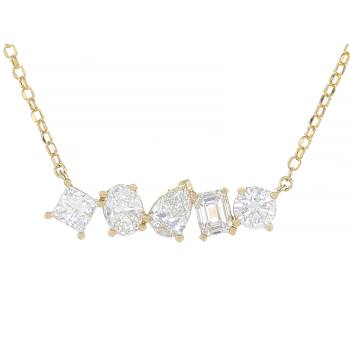 Dainty Lab-Grown Diamond Mixed-Shape Station Necklace In 14K Gold