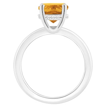 10x8mm Oval Citrine With Diamond Accents Rhodium Over Sterling Silver
Hidden Halo Ring