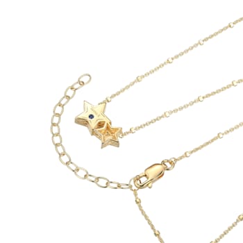 White Cubic Zirconia 18K Yellow Gold Over Sterling Silver Star Necklace 0.15ctw