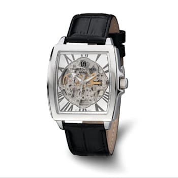 Charles Hubert Black Strap Stainless Steel Skeleton Dial Automatic Watch