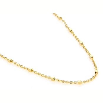 Square Bead Station Necklace In 18K Gold Over Sterling Silver