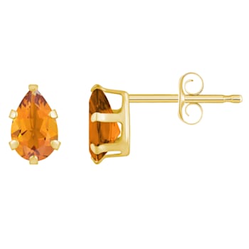 6x4mm Pear Shape Citrine 10k Yellow Gold Stud Earrings