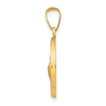 14K Yellow Gold Polished and Satin St Jude Thaddeus Medal Hollow Pendant