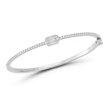 Rachel Zoe CZ Illusion Bangle Bracelet in Rhodium Over Sterling Silver
