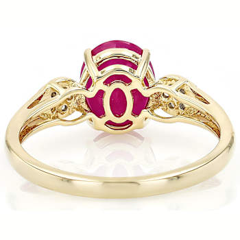 Ruby And Diamond Solitaire Ring In 10K Gold
