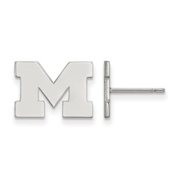 Rhodium Over Sterling Silver  LogoArt University of Michigan Extra Small
Post Earrings