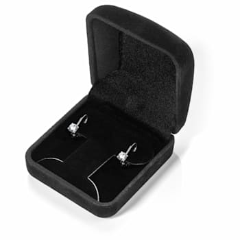 White Cubic Zirconia 14k White Gold Earrings With Velvet Gift Box 1.50ctw