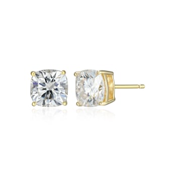 Square Cushion Cut Moissanite 14k Yellow Gold Over Silver Stud Earrings
3.40ctw DEW