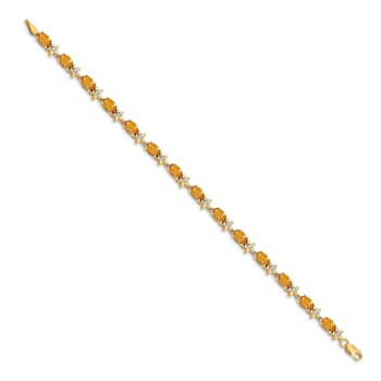 14k Yellow Gold Floral Diamond and Citrine Bracelet